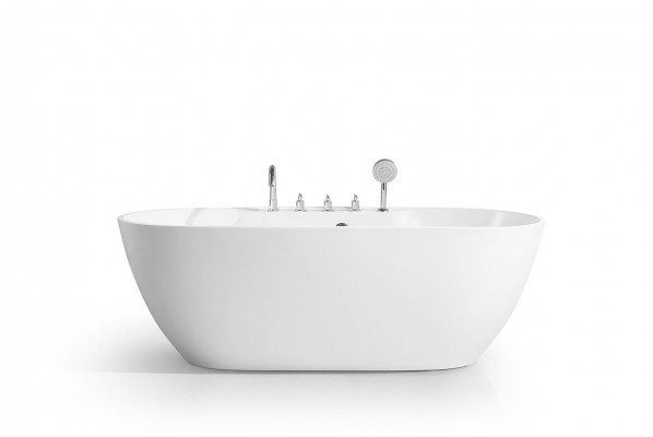 Vrijstaand ovaal ligbad voor badkamer van acryl, wit.