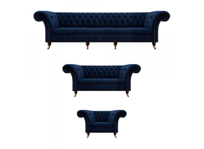 Ontwerpmeubels Compleet 3-delige woonkamersofa's bank Chesterfield 4+2+1 Textiel