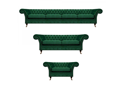 Meubels groen bankstellen Chesterfield fauteuils woonkamer 4+2+1 bankstel