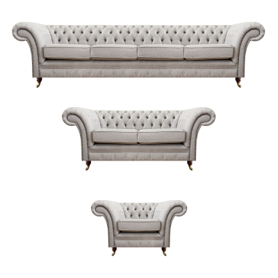 Chesterfield grijze set luxe meubels bankstellen volledige woonkamer