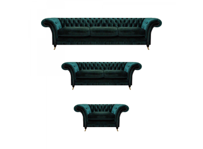Woonkamer luxe inrichting compleet bankstellen banken Chesterfield gestoffeerd 3+2+1