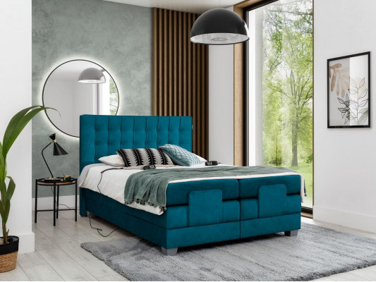 Slaapkamer Bed Gestoffeerd Bed Modern Blauw Tweepersoonsbed Ontwerp Textiel Luxe