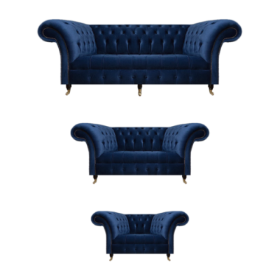 Woonkamer 3-delige luxe complete banken Chesterfield textiel inrichting fauteuil