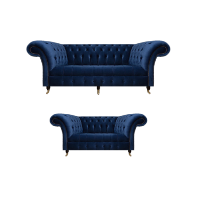 Chesterfield set driezitsbank bank inrichting fauteuil woonkamer nieuw