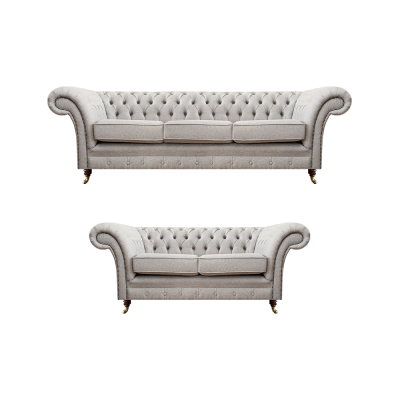 Luxe set van 2 delen, driepersoonsbank met een tweezitsbank Chesterfield gestoffeerde meubels zitbank