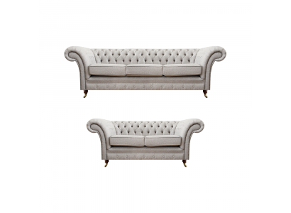 Luxe set van 2 delen, driepersoonsbank met een tweezitsbank Chesterfield gestoffeerde meubels zitbank