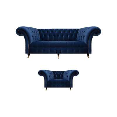 Compleet set bankstel driezits luxe fauteuil inrichting woonkamer Chesterfield