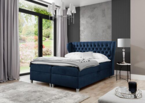 Luxe boxspringbed slaapkamer bed gestoffeerd modern 160x200cm hout