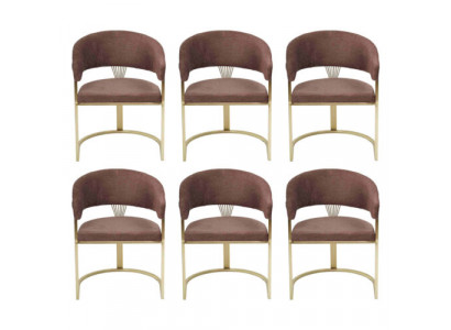 Garnituur Bruin Stoel Compleet Design Modern Set Nieuw 6x Stoelen Stoel Bekleding