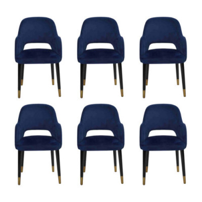 Luxe 6x Stoelen Blauwe Keukenmeubels Ontwerper Modern Eetkamerstoel Houten meubels