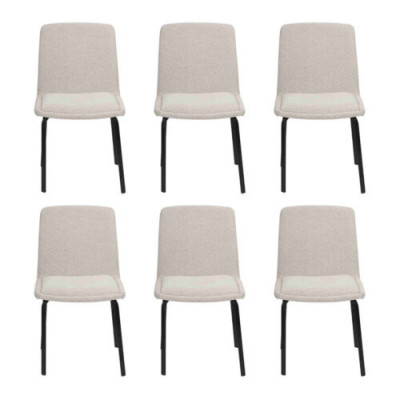 Garnituur Metaal Rugkussen Wit Stoel Eetkamer Stof Set 6x Fauteuil Stoel