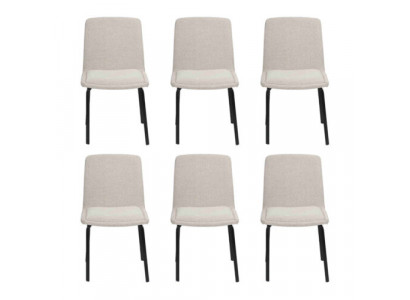 Garnituur Metaal Rugkussen Wit Stoel Eetkamer Stof Set 6x Fauteuil Stoel