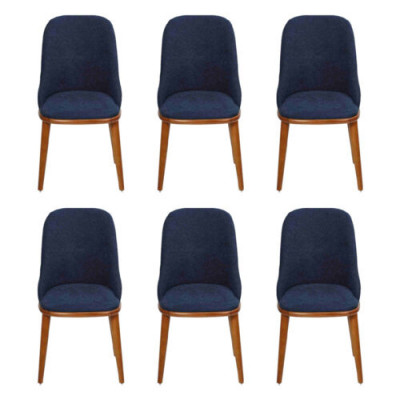 Luxe eetkamer Blauw 6x Stoelen Houten Meubels Stoelen Stijlvol Ontwerp Inrichting
