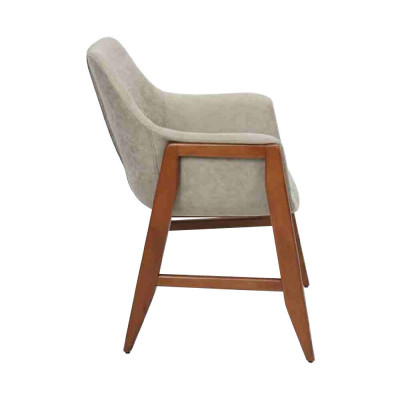 Eetkamerstoel 4 stuks stoelen Keukenstoel Armstoel Hout Stof Modern Grijs Stoel