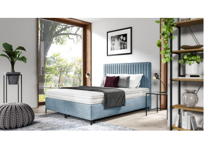 Blauw Bed Ontwerper Tweepersoonsbed Gestoffeerd Slaapkamer Boxspringbed