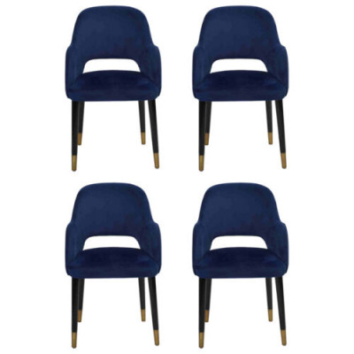 Luxe 4x stoelen Luxe blauw keukenmeubilair Designer eetkamerstoel Houten meubels