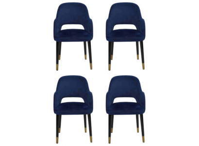 Luxe 4x stoelen Luxe blauw keukenmeubilair Designer eetkamerstoel Houten meubels