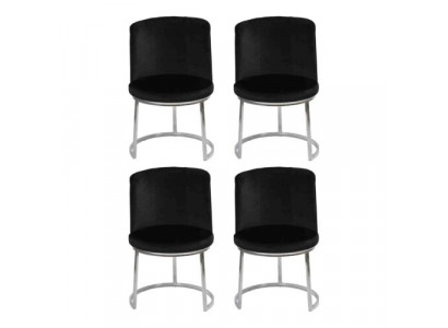 Zwarte designerstoelen 4x met roestvrijstalen poten Moderne eetkamerstoelen
