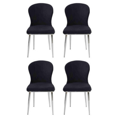 Groep Set 4x Stoel Stoel Ontwerp Stof Beklede Stoelen Eetkamer Textiel