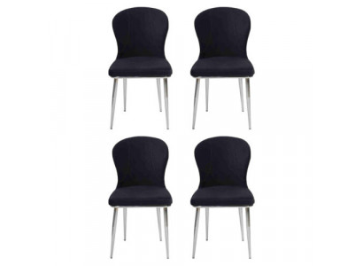 Groep Set 4x Stoel Stoel Ontwerp Stof Beklede Stoelen Eetkamer Textiel