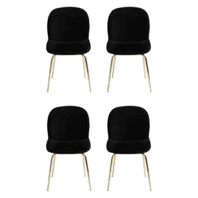 Garnituurgroep Zwarte Stoelen 4x Stoel Set Textiel Bekleding Zitplaats Roestvrij Staal
