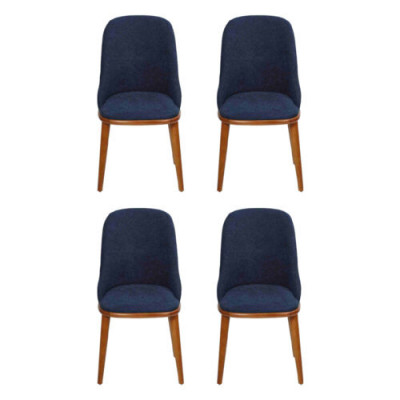 Stijlvolle blauwe eetkamerstoelen met designer houten frame Moderne keukenstoel