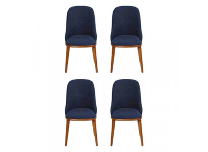 Stijlvolle blauwe eetkamerstoelen met designer houten frame Moderne keukenstoel