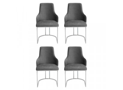 Grijs stoelenset Eetkamerstoelen Luxe zitmeubelen Keukenmeubels 4-delig