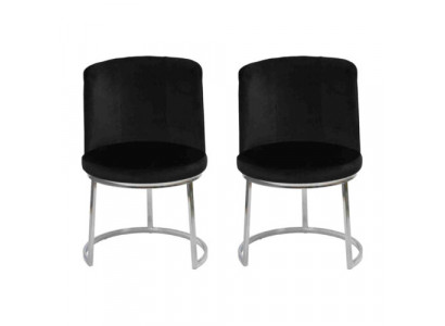 Zwarte design 2 stoelen met roestvrij stalen poten Moderne eetkamerstoelen.
