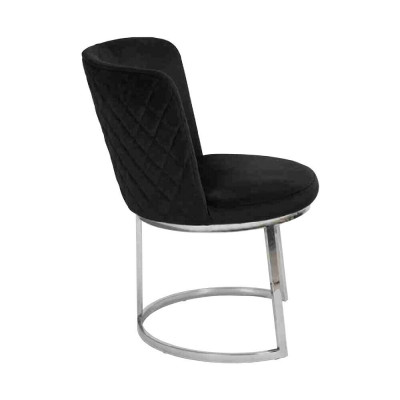 Zwarte design 2 stoelen met roestvrij stalen poten Moderne eetkamerstoelen.