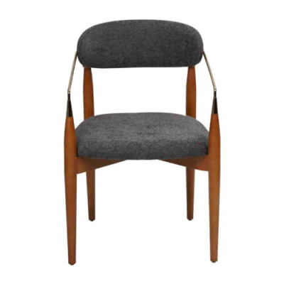 Eetkamerstoel grijs 2x stoelen met armleuningen gestoffeerde inrichting luxe meubilair