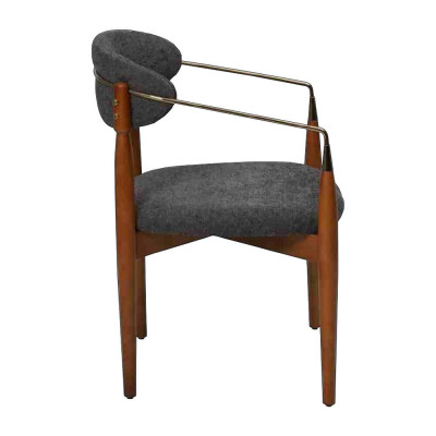 Eetkamerstoel grijs 2x stoelen met armleuningen gestoffeerde inrichting luxe meubilair