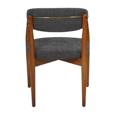 Eetkamerstoel grijs 2x stoelen met armleuningen gestoffeerde inrichting luxe meubilair