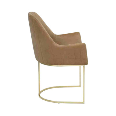 Gouden roestvrijstalen moderne gestoffeerde eenzitter ontwerper 1x fauteuil.