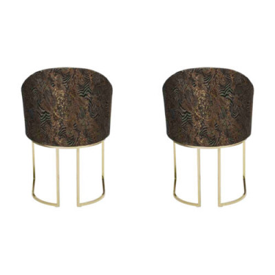 Eetkamerstoelen Woonkamer luxe Meerkleurig 2x Stoelen Metaal Modern nieuw