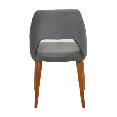 Exclusieve grijs-bruine eetkamerstoelen luxe houten stoelen gestoffeerd meubilair