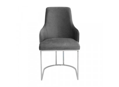 Grijze gestoffeerde metalen stoel - Luxe eetkamerstoelen - Keukenmeubels
