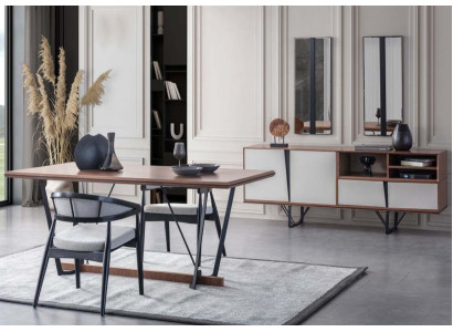 Set eetkamer eettafel dressoir eettafel bruin 2-delig