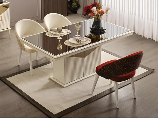 Compleet eetkamer eettafel 2-delig dressoir eettafel Goud Hout