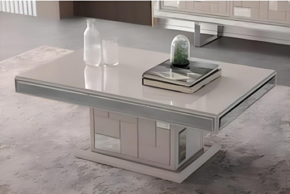 Luxe woonkamer tv-standaard wandpaneel salontafel RTV lowboard 3-delig wit