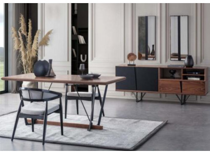 Eethoek Eetkamer Eettafel set 2-delig Dressoir Eettafel Bruin Hout