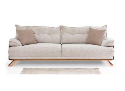 Driepersoonsbank 3-zits bank Gestoffeerde bank Stoffen bank Beige Moderne