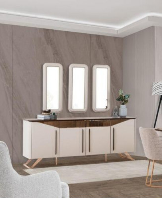 Sideboard Dressoir Ladenkast Kast Beige Hout Houten kast Eetkamer