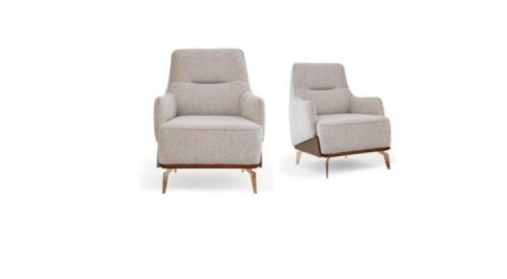 Fauteuil Oorfauteuil Stoffen fauteuil Stof Beige Zits Eenpersoons Woonkamer