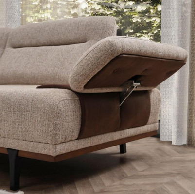 Complete stoffen bankstel Driezitsbank fauteuil bank Beige 3-delige gestoffeerde bankstelset