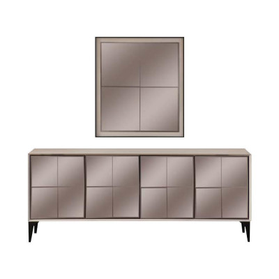 Garnituur Eettafel 2-delig dressoir Eettafel Hout Wit Commode