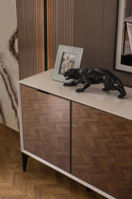 Garnituur Eettafel 2-delig dressoir Eettafel Hout Wit Commode