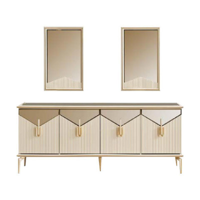 Luxe dressoir kast commode houten kast hout beige goud
