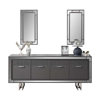 Houten kast Dressoir Sideboard Grijs Kast Commode Hout Eetkamer