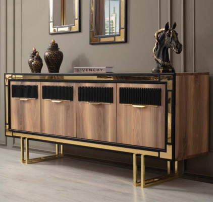Houten kast dressoir Sideboard Bruin kast ladekast hout eetkamer